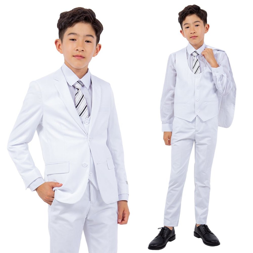 EXCLUSIVE Stacy Adams 5pc Boys Suit Slim-Fit, White
